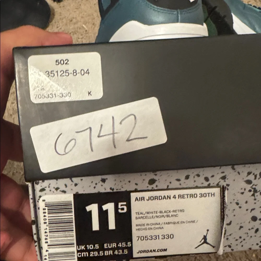 Jordan Retro 4 Teal Black White Sneakers